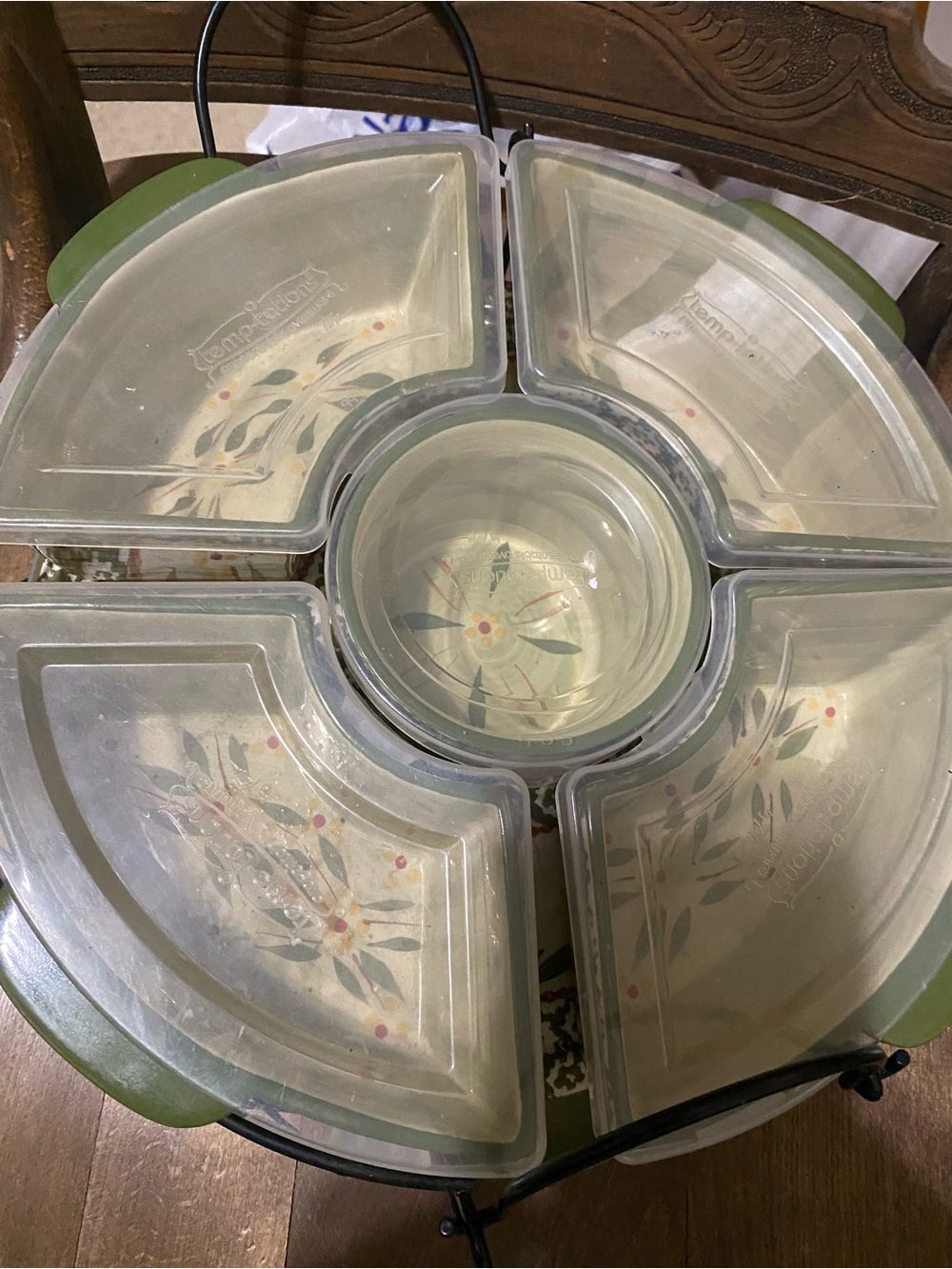 14 Pc TEMP-TATIONS Old World Green By Tara Serving Set Dream! With Lids & Basket